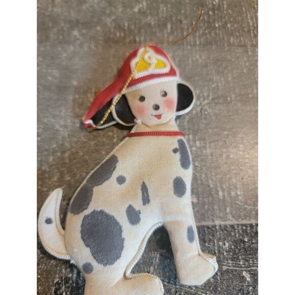 Plush Dalmatian dog firefighter ornament Xmas decor - Picture 2 of 8